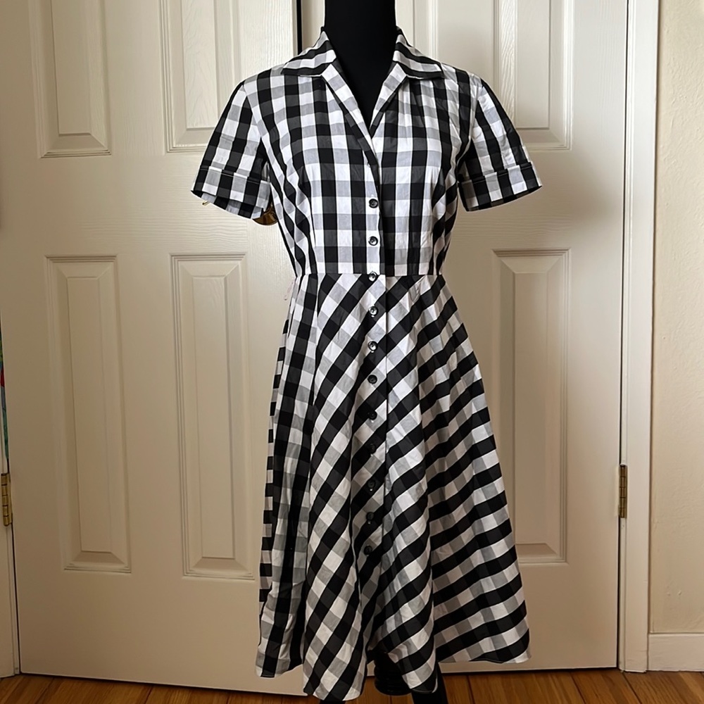 Vintage style gingham fit and flair dress